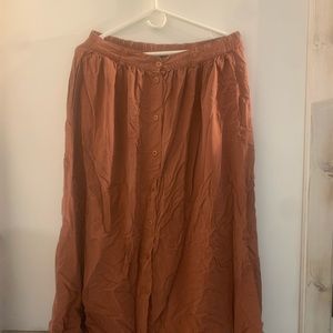 100% silk vintage button down long skirt